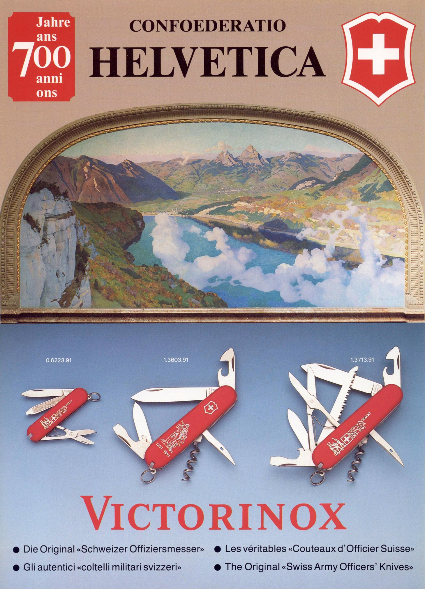 Victorinox 700 Years Annirversary of Switzerland (700 Jahre Eidgenossenschaft) 1291 - 1991 Series poster