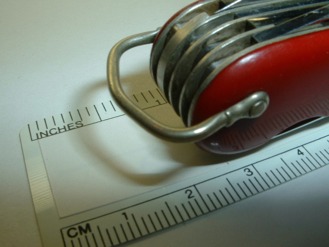 Showing a Victorinox bail on an older 91mm size knife.